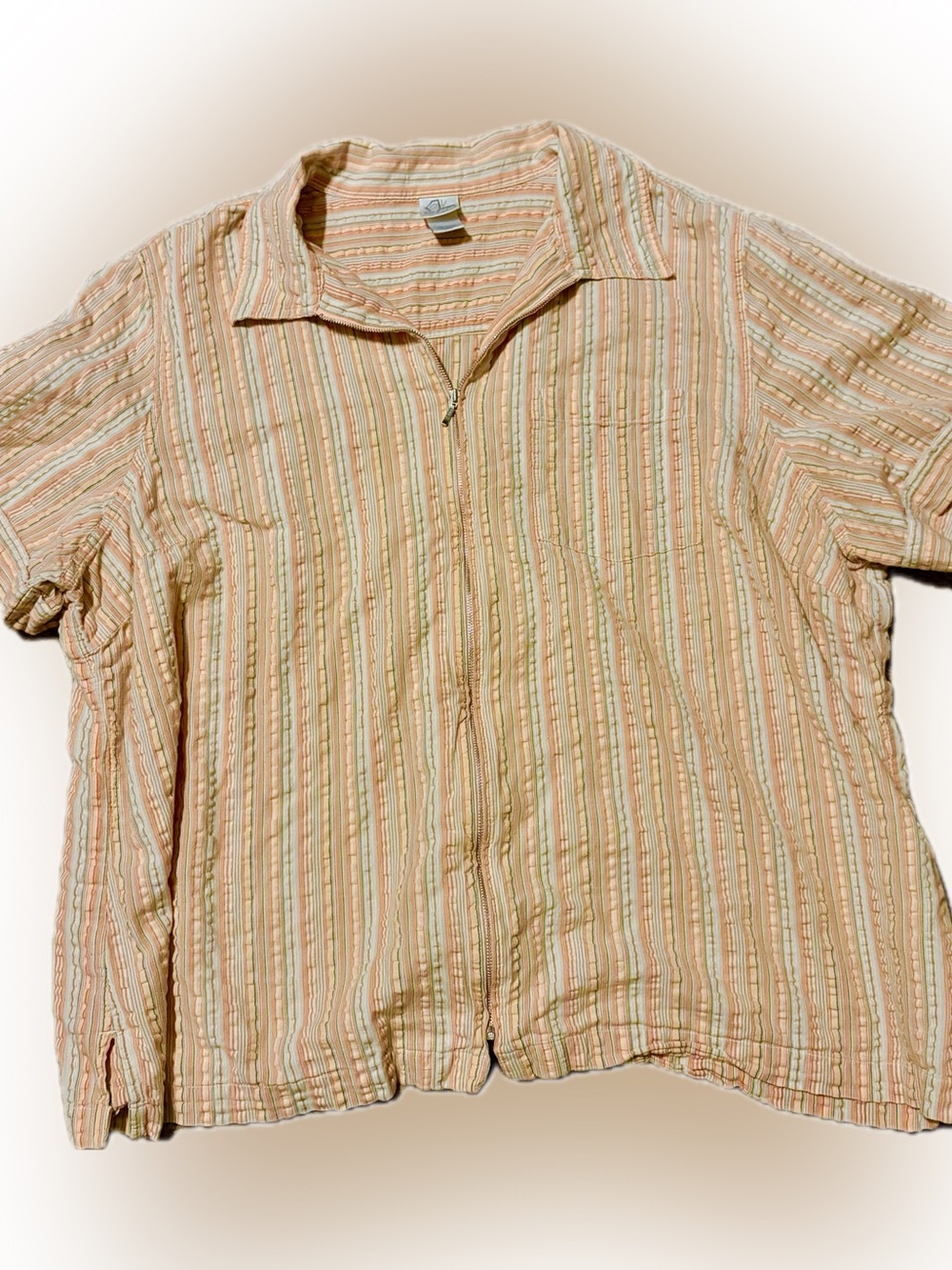 VINTAGE Fashion Bug Plus Size Cotton Striped Zip Shirt